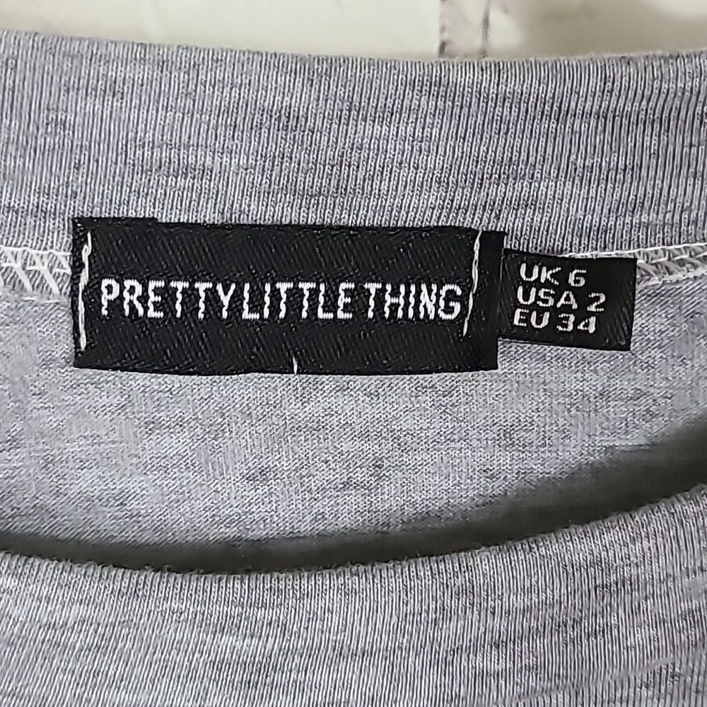 PrettyLittleThing Grey Long Sleeve Jersey Layer T Shirt Dress Size 2 Oversized - Picture 7 of 11
